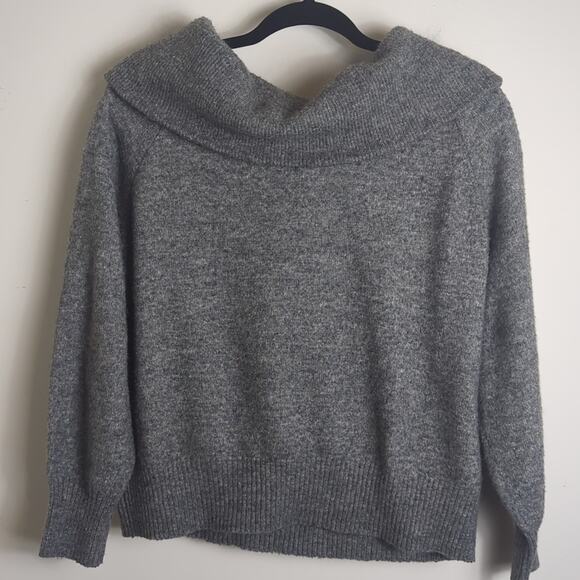 Minimalist Boxy Cowl Neck Sweater Wool Blend Women's Oversized Small - Picture 8 of 9